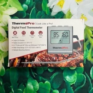 ThermoPro LCD Digital Cooking Meat BBQ Thermometer W/ Stainless Steel Probe NWT